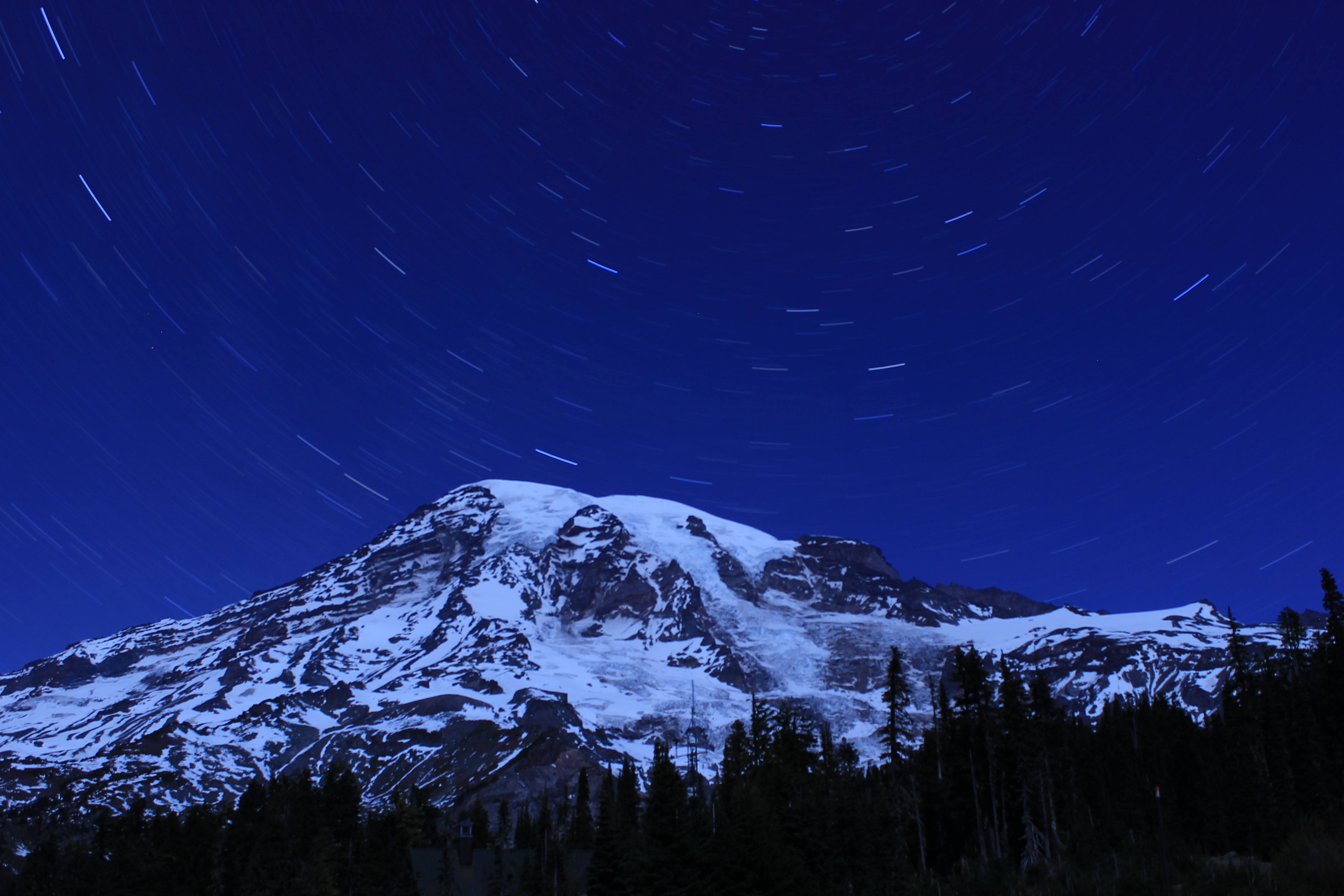 Star trails over Mt. Rainier