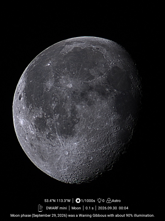 Moon waning gibbous at 90%